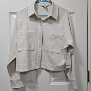 NWT Athleta Allure Shirt Jacket S Petite Cream